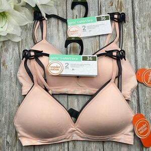 Girls Seamless T-Shirt Bras Molded Cup 2, 2-Packs Size 36